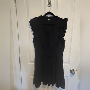 PAIGE Muriel Black Ruffle-Sleeve Midi Dress. Size 12. EUC.